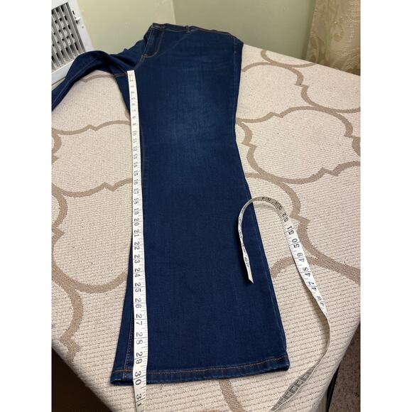 Old Navy mid-rise kicker boot-cut dark blue jeans, size 16 short - Picture 8 of 14